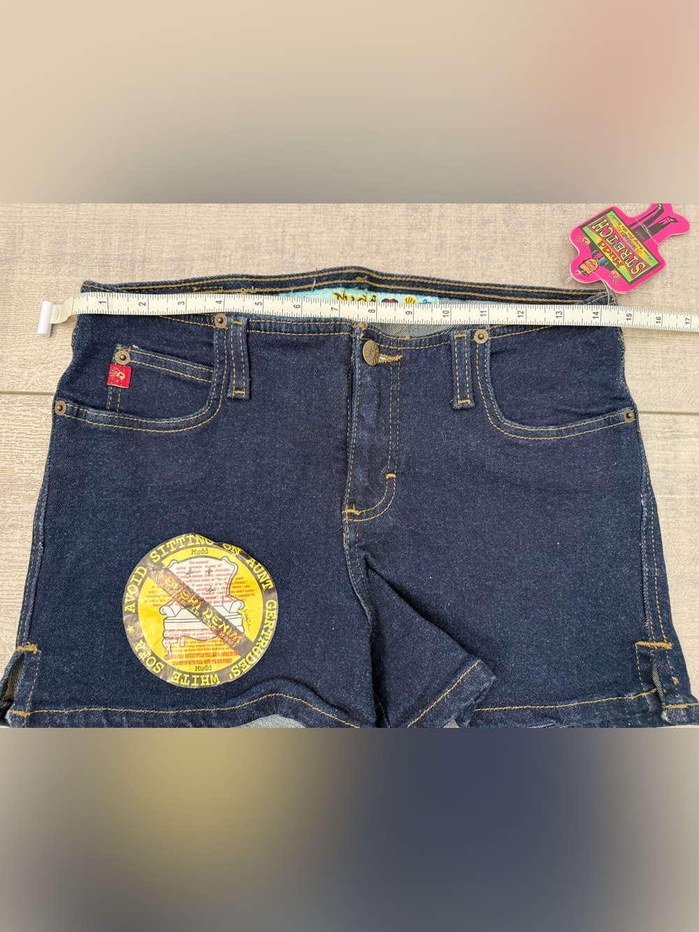 NWT Y2K Mudd Dark Wash Denim Shorts Size 11 Juniors / Women's New Vintage Stock - Picture 6 of 9